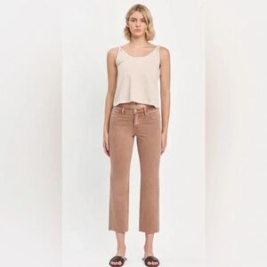 Vervet Midrise Straight Ankle Crop Raw Hem Stone Washed Mauve Size 27